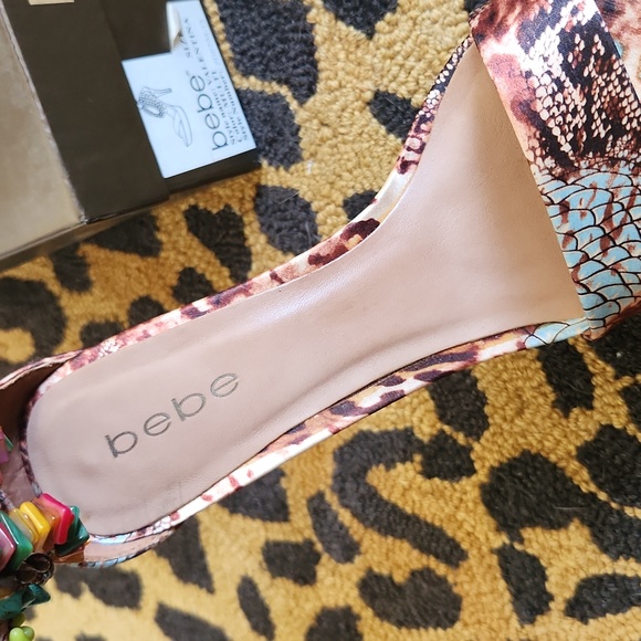 BEBE Valentina Satin and Beaded Platform Heels - Picture 15 of 16